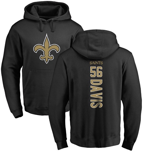 Men New Orleans Saints Black DeMario Davis Backer NFL Football #56 Pullover Hoodie Sweatshirts